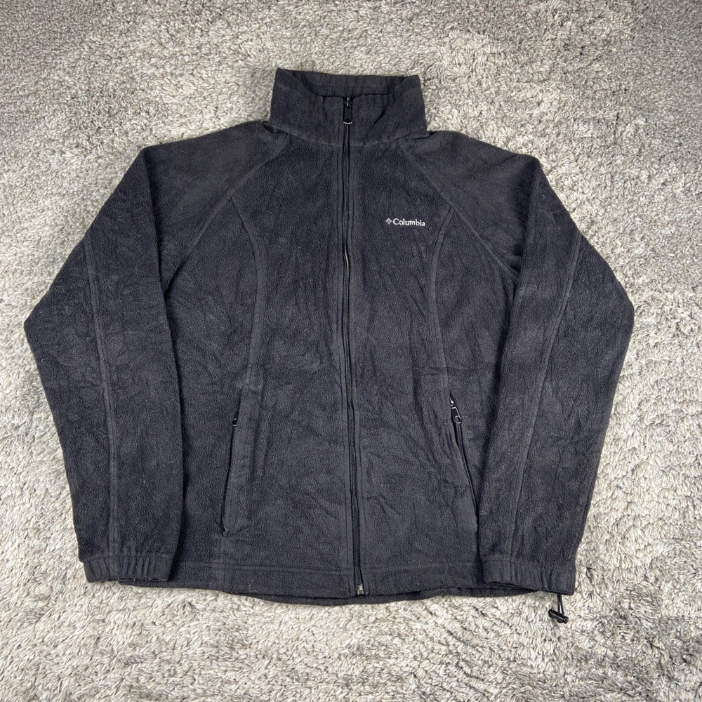 Columbia Benton Springs Full Zip Fleece Jacket Womens Large Black Full Zip Coat